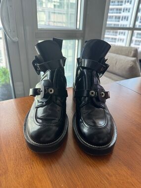 Balenciaga Ceinture Black Leather Buckle Booties - Women’s Ankle Boots